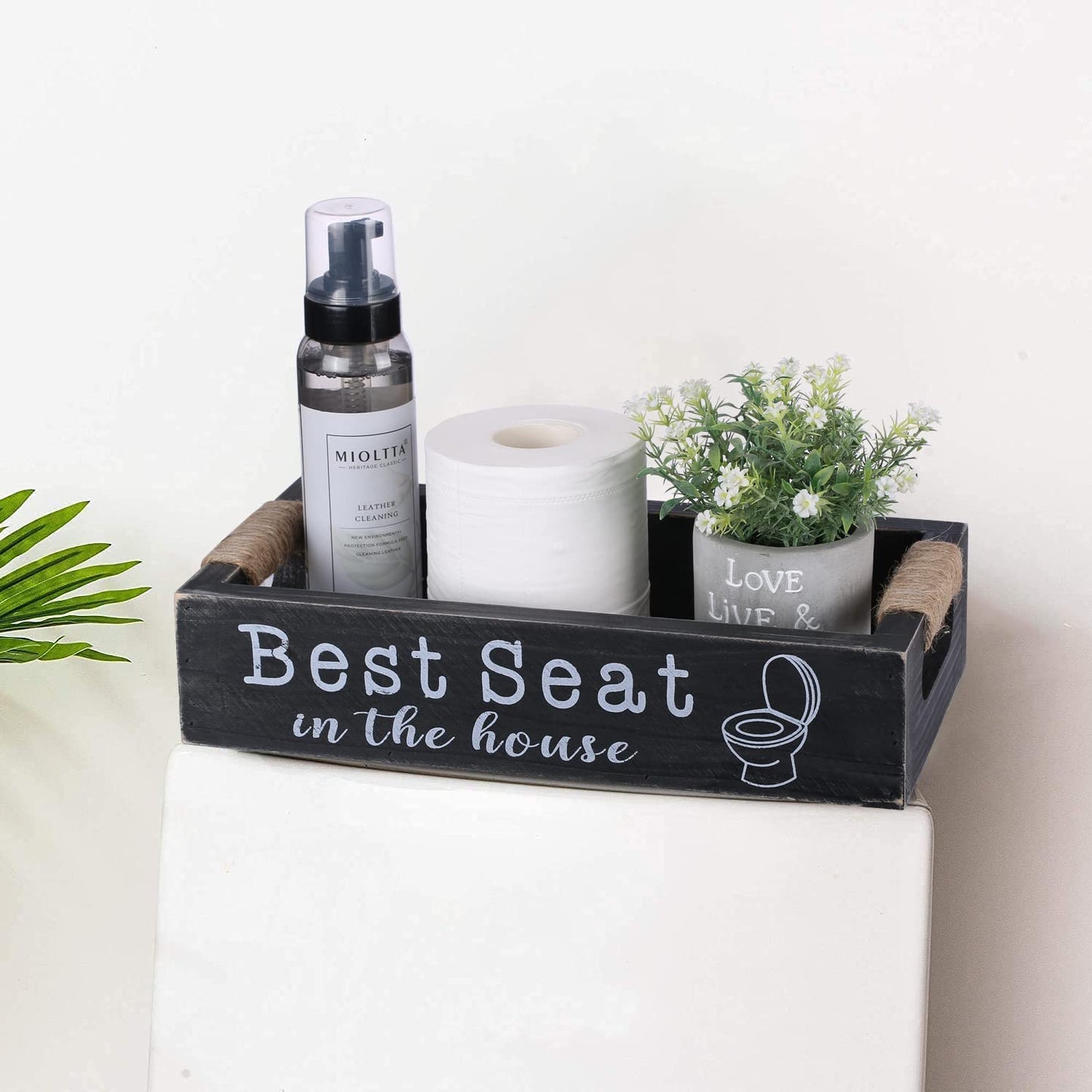 Farmhouse Bathroom Decor,Rustic Bathroom Decor Storage Box, Rustic Bathroom Decor Box with Funny Bathroom Signs, Funny Bathroom Decorations, Rustic White Bathroom Accessories…