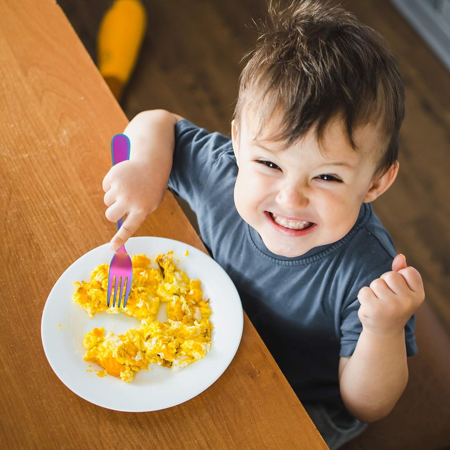 Kids Silverware, Stainless Steel Children Flatware Set, Toddler Utensils Set of 4, Rainbow