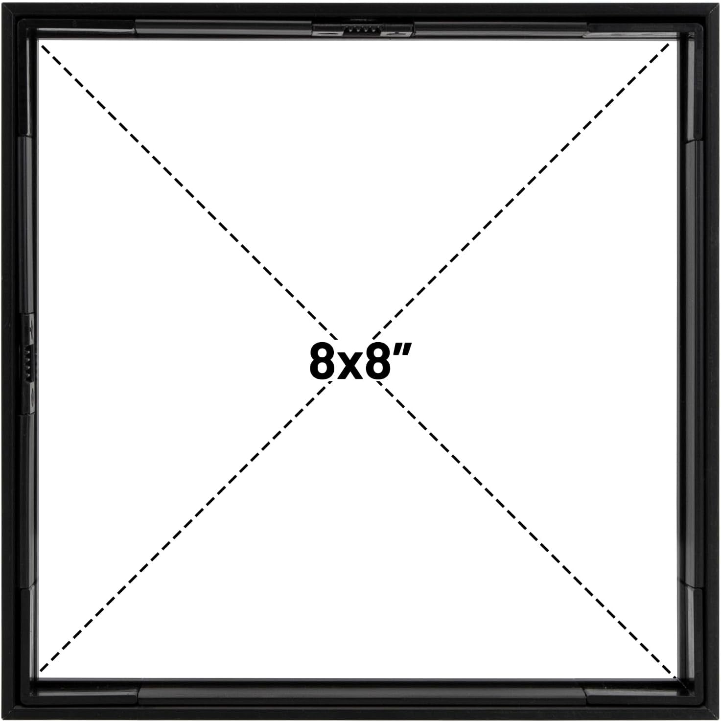 , Floating Picture Frame 8X8 - Black Aluminum Metal Photo Frame - Real Glass of Front - for Wall Mount Displays