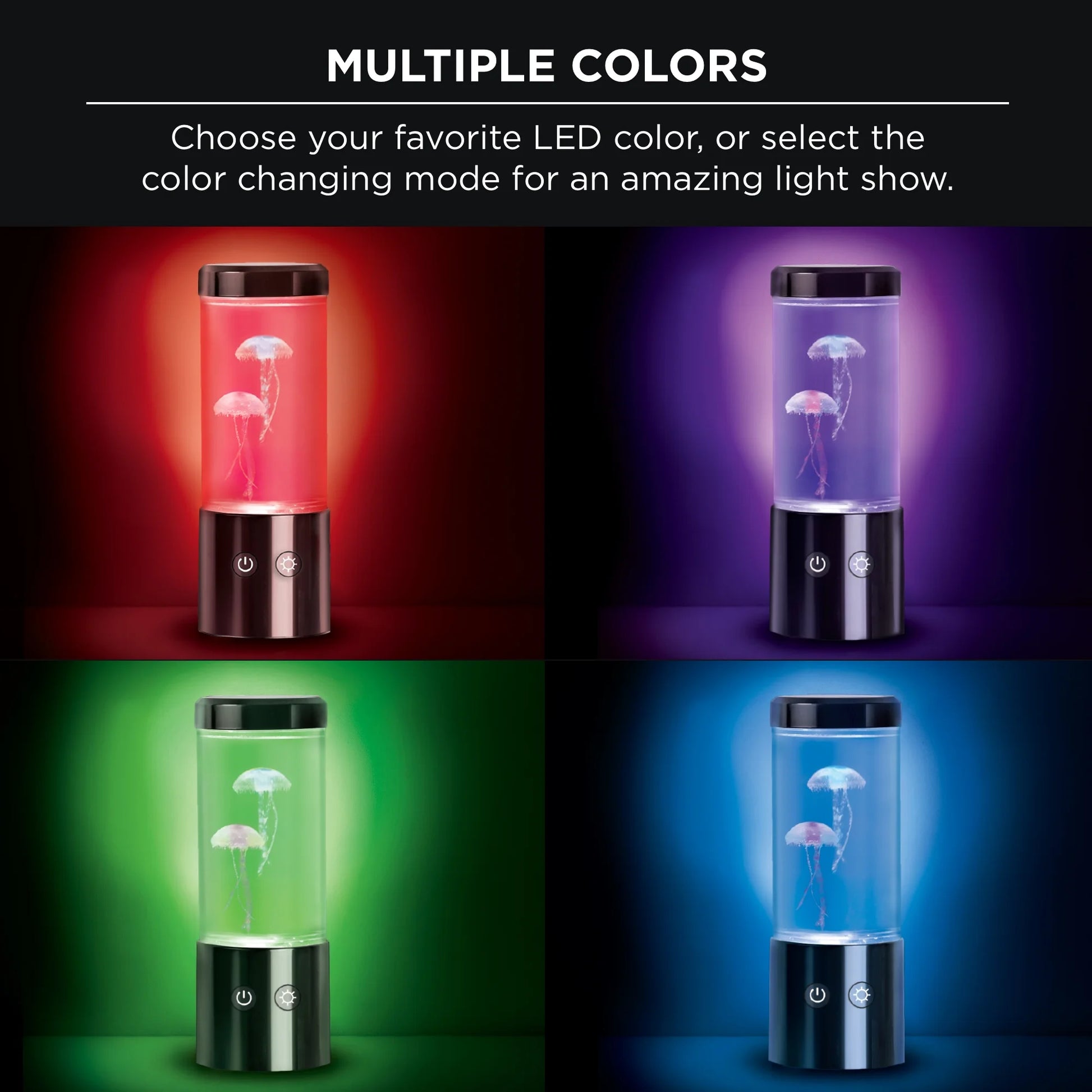 Jellyfish Night Light Lamp Motion & Multicolor Leds - Easy Mode Switching, USB Powered - 9"