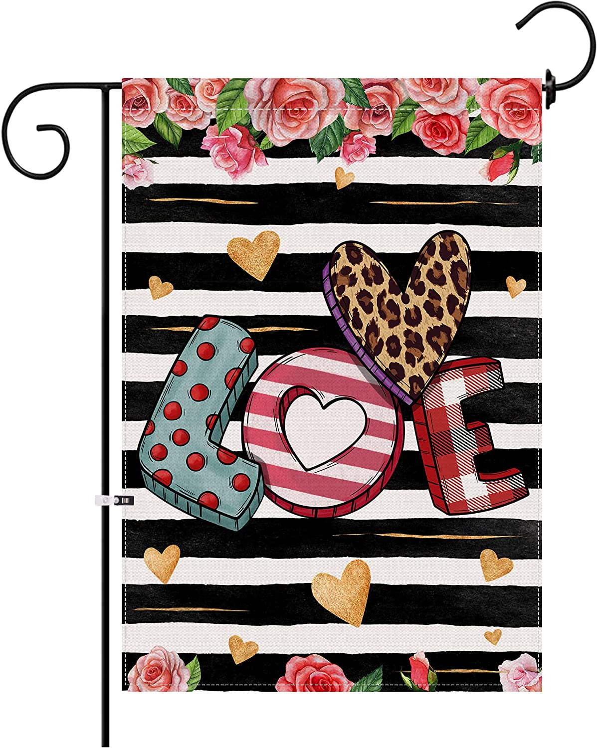 Valentines Day Garden Flag, Valentines Garden Flag Burlap, Valentines Day Garden Flags 12X18 Double Sided, Valentines Day Flag Decorative, Love Garden Flag Valentines Day Yard Flag Outside