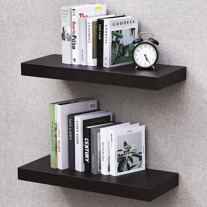 Floating Shelves for Wall, Bathroom Wall Mount Shelves, Wood Modern Display Shelves, Book Shelves,For Bedroom,Living Room and Kitchen (Espresso) (15 4/5" X 9 1/4" X 2")