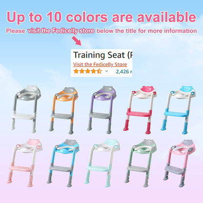 Potty Training Seat Ladder Girls,Toddlers Toilet Seat,Kids Stool (Rose Pink)