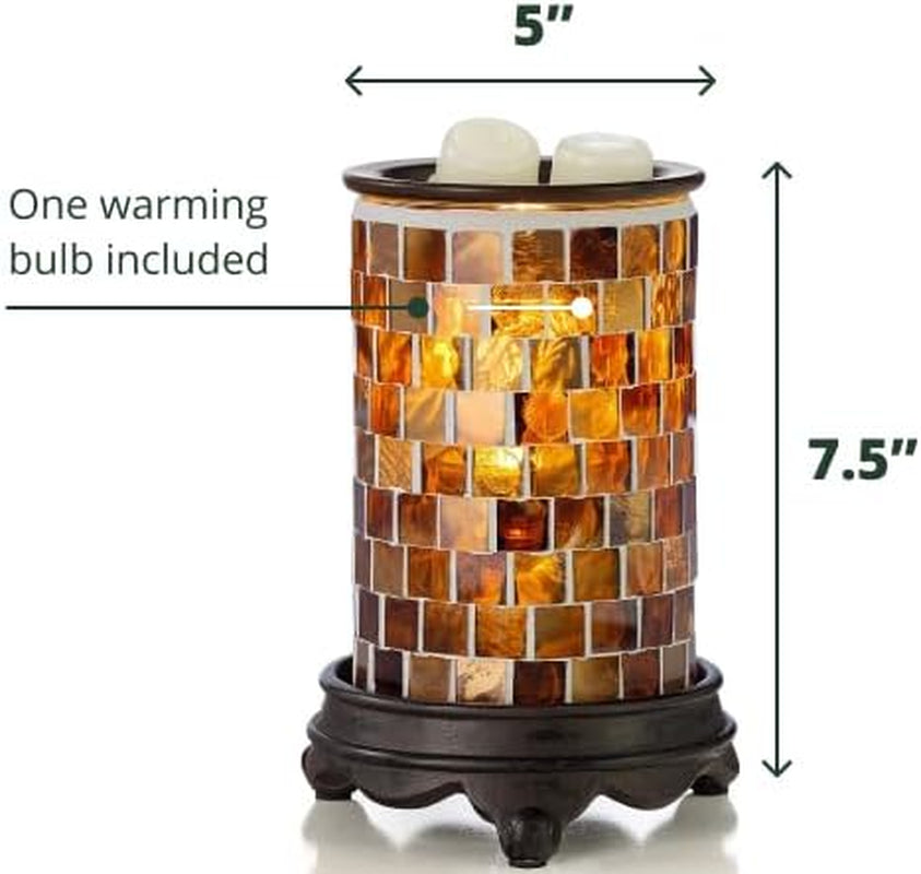 Wall Plug-In Wax Warmer for Scented Wax Mosaic Glass Radiant Sienna Electric Home Fragrance Warmer for Essential Oils Candle Wax Melts and Tarts Scent Warmer Night Light