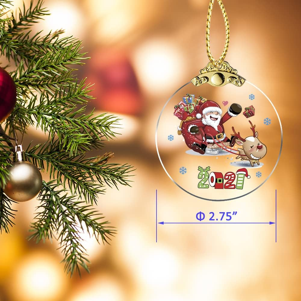 Christmas Ornaments 2021 Santa Claus Christmas Tree Crystal Glass Pendant Present Keepsake Ceremony for Family Friends Christmas Novelty Souvenir