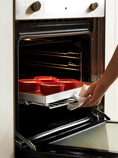 Ramekins 4 OZ Oven Safe, Creme Brulee Ramekins, Pudding Custard Cups Souffle Ramiken, Dipping Sauce Dishes, Ceramic Ramekin Bowls Set of 6, True Red