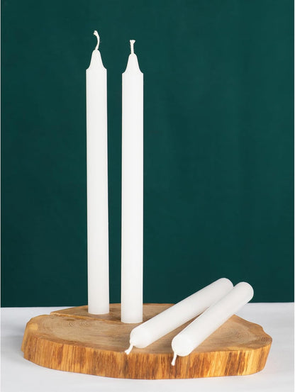 White Taper Candles Pack of 4 - Slow Burning Dripless Unscented Straight Candles 10 Inch - Ideal for Dinner Table - Smokeless Long Candlesticks