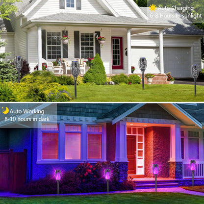 Solar Lights Outdoor, 4 Pack Premium 99 Leds Purple Halloween Decorations Solar Lights - IP65 Waterproof Garden Outdoor Decor for Halloween Yard Patio Porch