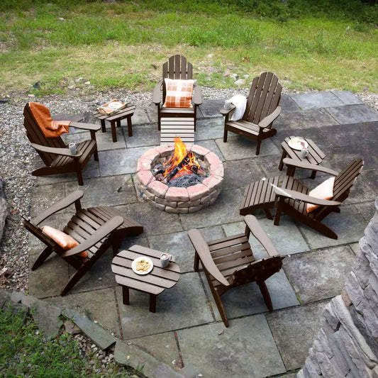 Classic Wesport Weathered Acorn 12-Piece Recycled Plastic Patio Fire Pit Seating Set