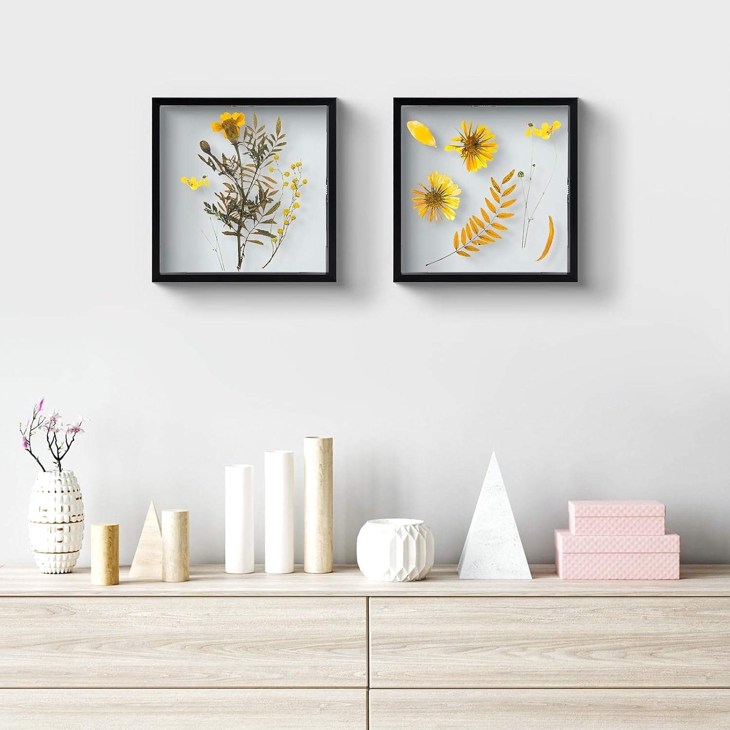 , Floating Picture Frame 8X8 - Black Aluminum Metal Photo Frame - Real Glass of Front - for Wall Mount Displays