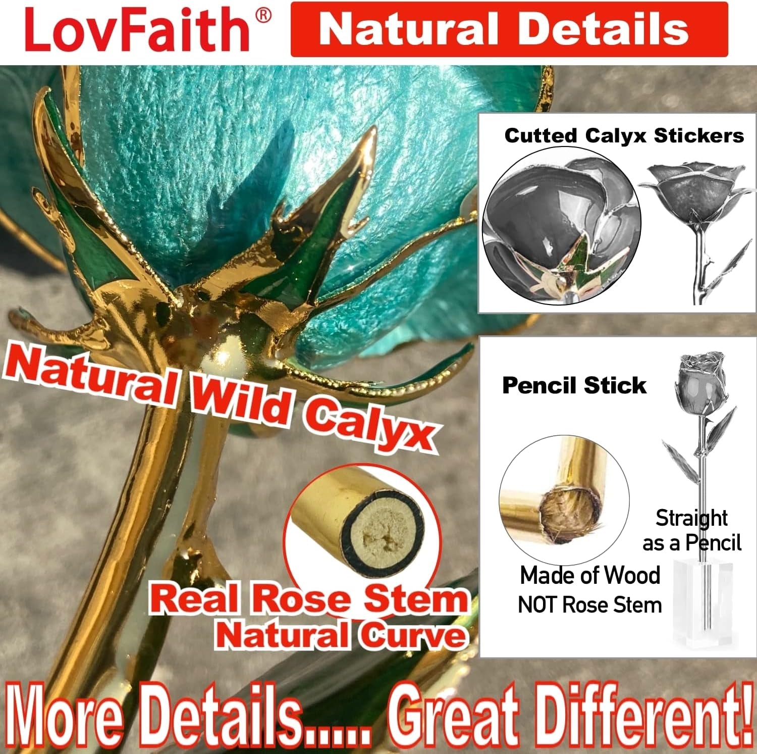 Valentine Gift Real Rose Dipped 24K Gold with Crystal Stand, Best Anniversary Rose Gift for Her Wife Mother Birthday Christmas (C21. Teal Blue -Thick Gold Blooming)