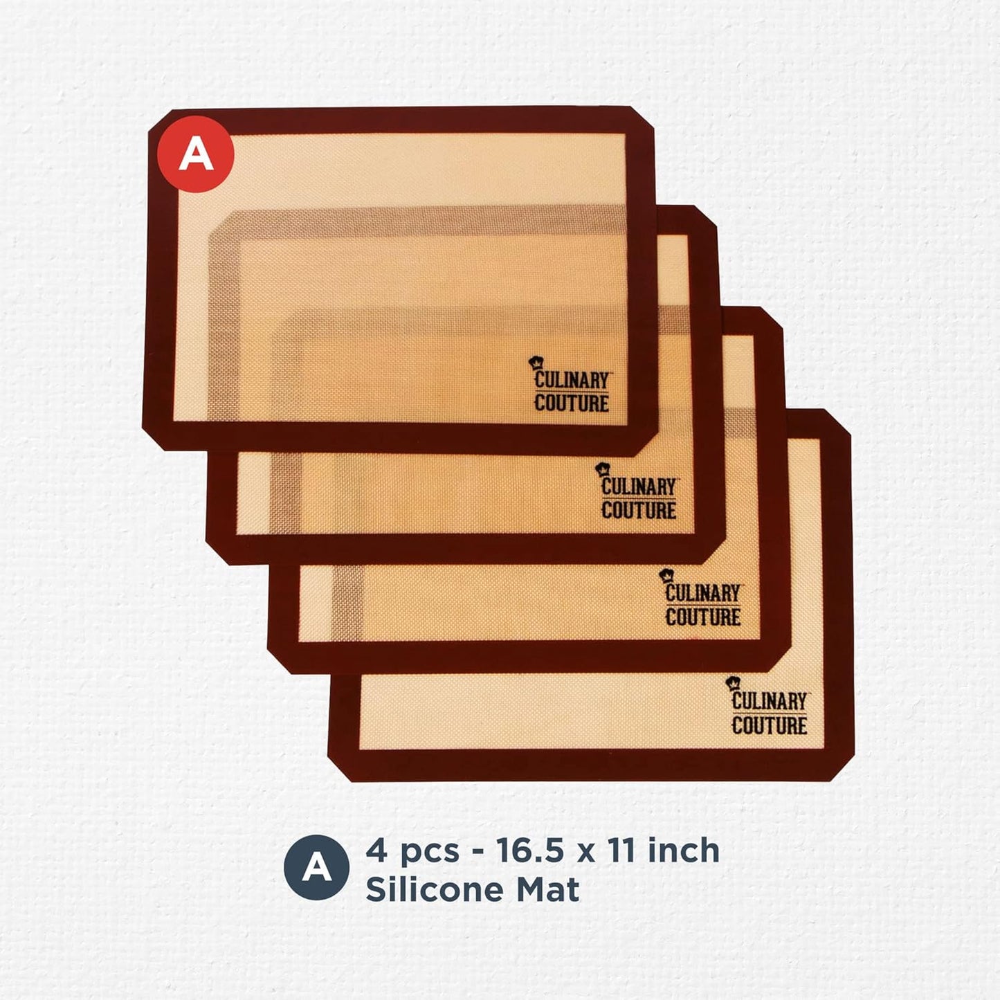 Non-Stick Silicone Baking Mat Set, Includes 4 Half Sheet Silicone Oven Mats, Silicone Baking Sheet for Breads and Pastries, Silicone Baking Mats Cookie Sheets