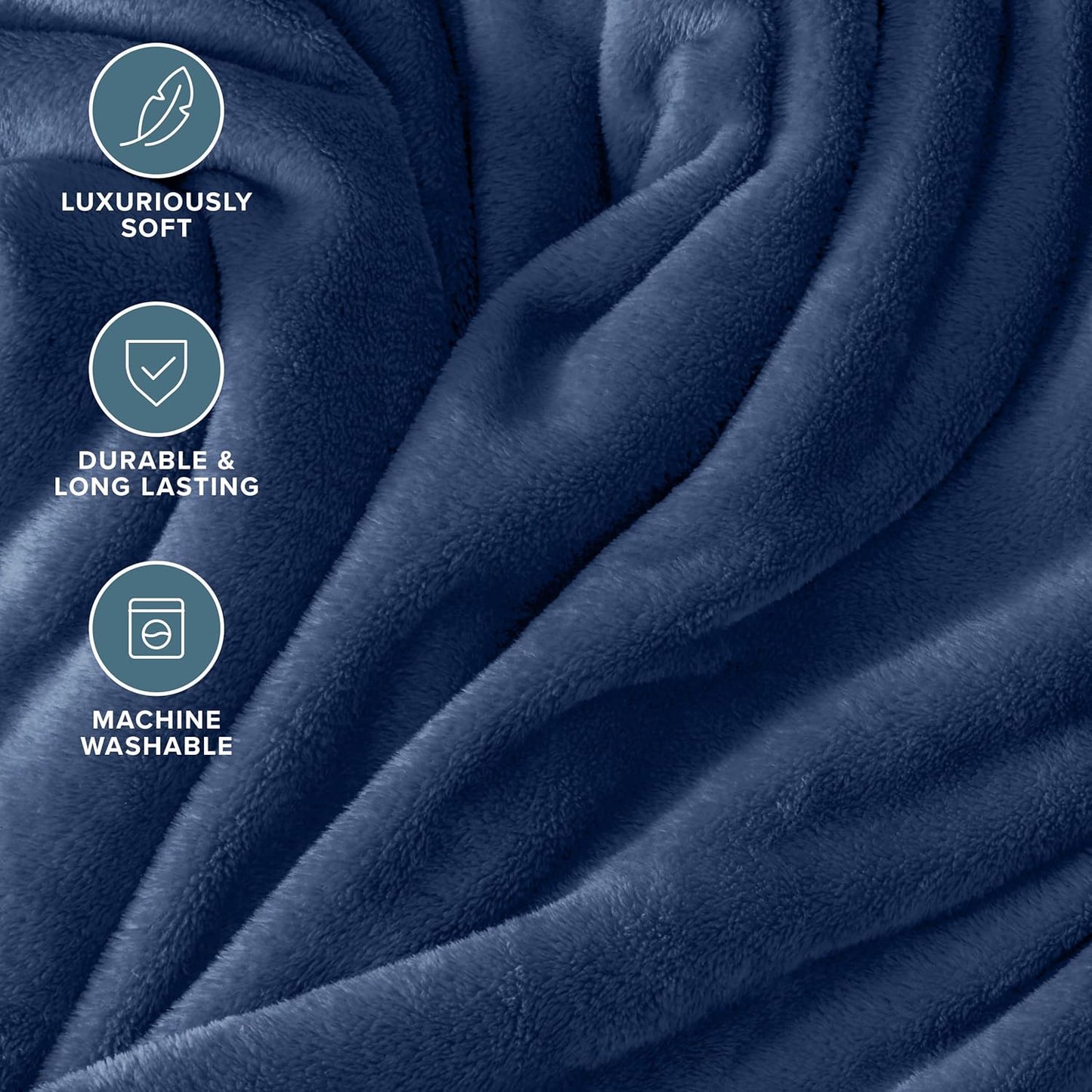 Fleece Blanket - King Size - Ultra-Soft Lightweight for Bed, Sofa, and Couch - Luxury Microplush - Cozy Warm Blanket (King, Dark Blue)