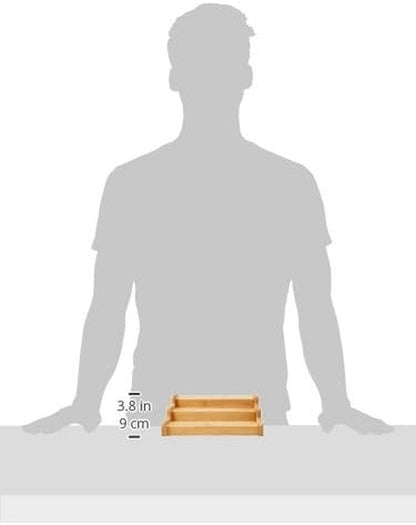 Bamboo Premium Wood 3-Tier Step Shelf Spice & Seasoning Storage Rack Organizer, for Kitchen, Cabinet, Countertop, Pantry, Bathroom, Salon, Bamboo, Expandable 8.5" - 15" W