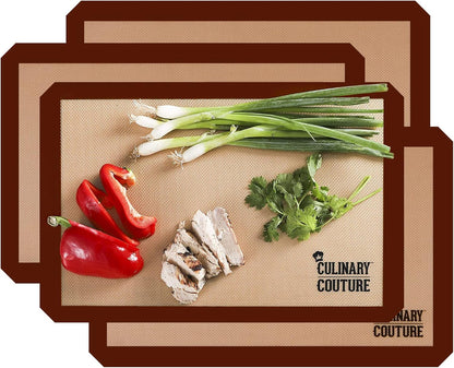 Non-Stick Silicone Baking Mat Set, Includes 4 Half Sheet Silicone Oven Mats, Silicone Baking Sheet for Breads and Pastries, Silicone Baking Mats Cookie Sheets