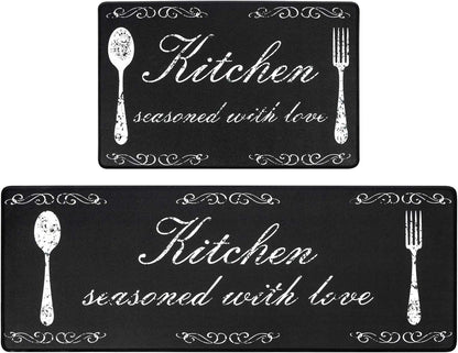 anti Fatigue Kitchen Mat Set of 2 Cushioned Kitchen Floor Mats Waterproof Kitchen Rugs Non Slip Kitchen Runner Rug Comfort Soft Standing Mat Carpets