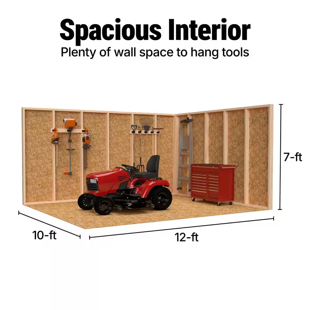 Do-It Yourself Beachwood 10 Ft. W X 12 Ft. D Wood Garden Shed Storage with Floor, Windows, and Double Door (120 Sq. Ft.)