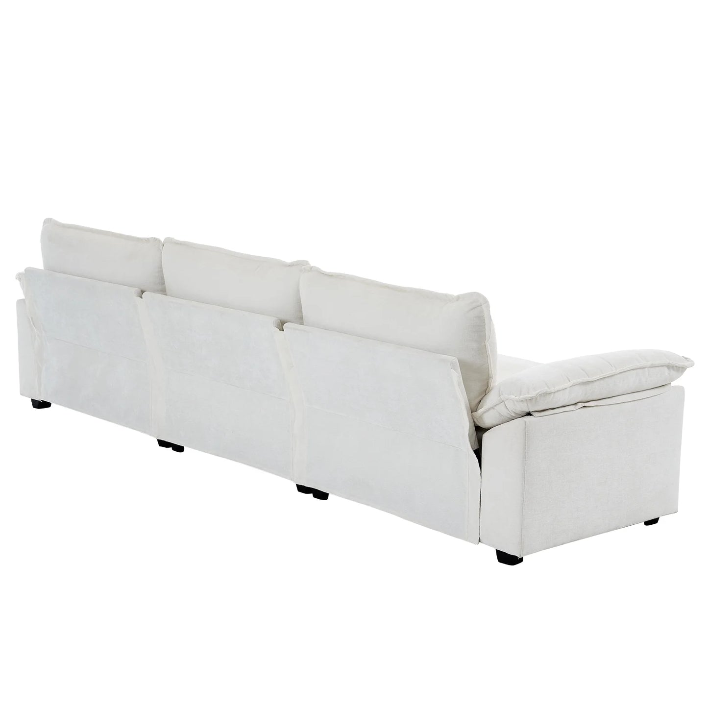 120" W Sectional Sofa L Shaped Couch with Chaise Living Room Sleeper Set, 3 Seats with Chenille and Double Layer Cushions Beige