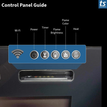 Smart Electric Fireplace-The Forte 40" Recessed Mounted-30 Realistic Ember Color/Flame Options-1,500W Heater W/Thermostat-Black-Log & Crystal Hearth Options-Alexa/Wifi Enabled