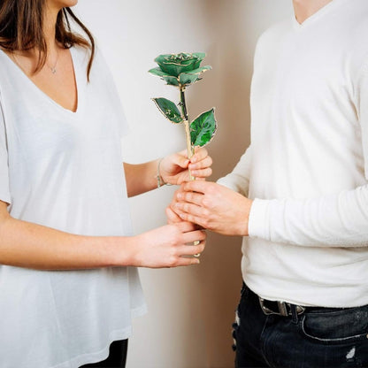 24K Light Green Rose for Her, Dipped Gold Rose Love Real Golden Plated Preserved Forever Flower with Rose Stand Present for Wife/Girlfriend/Lover (Light Green)