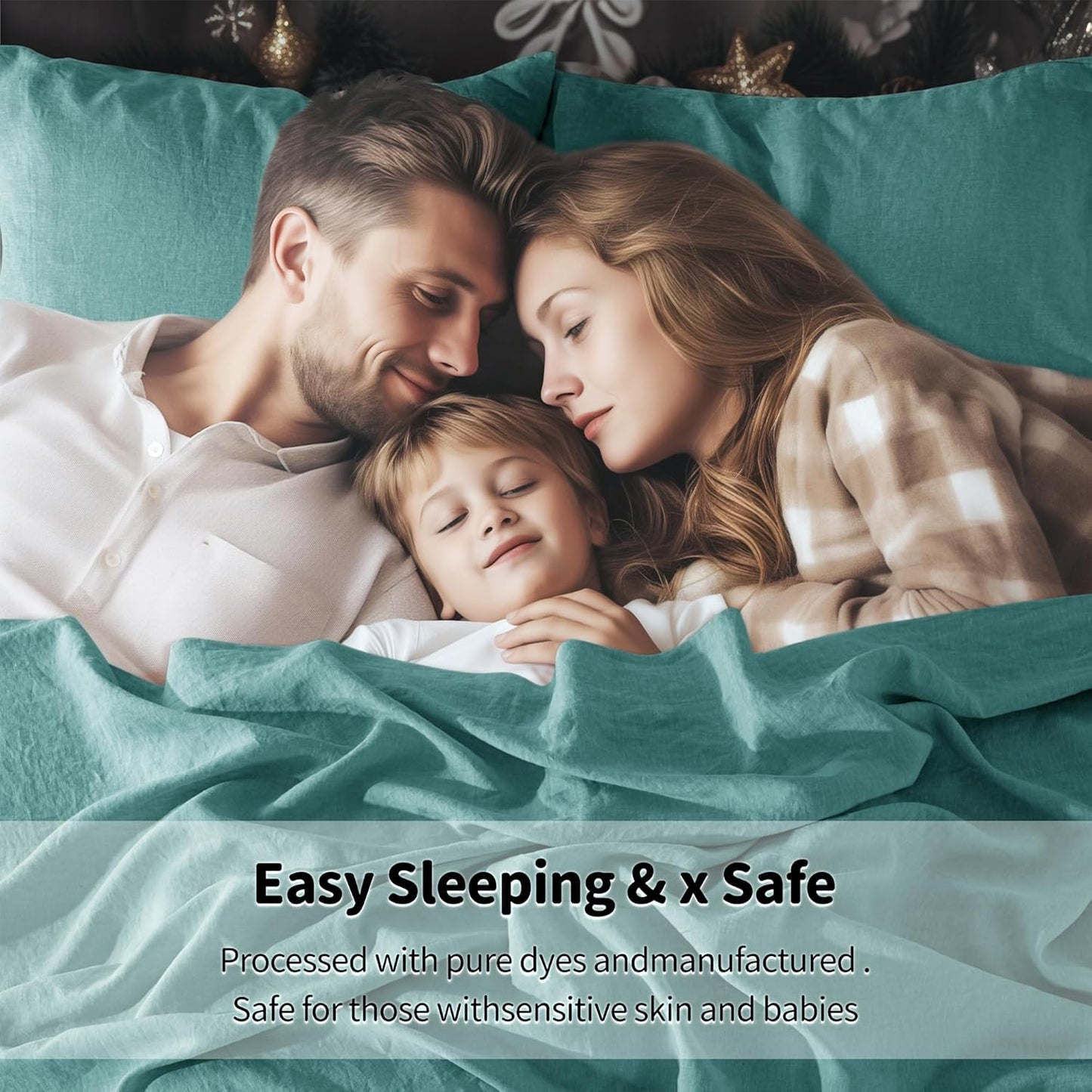 100% Linen Sheet Set Twin Size,Bed Sheets 3 Piece Sets,Solid Color Natural Flax Bed Sheets Soft Breathable Bedding,16" Deep Pocket,All Season (Twin, Aqua)