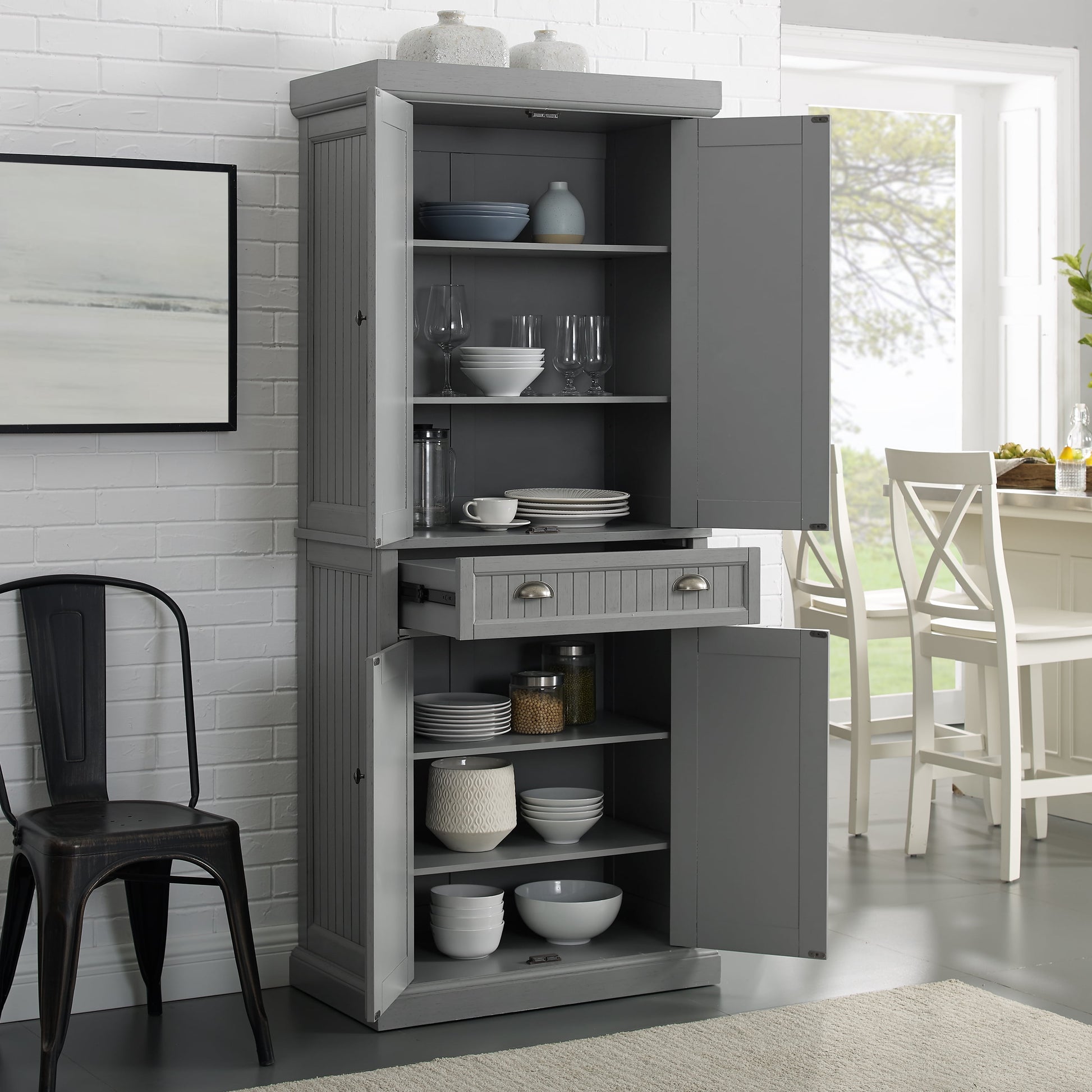 Furniture Seaside Pantry in Distressed Gray