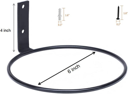 6 Inch Flower Plant Holder Ring Wall Mounted Metal Plant Pot Hanger, Set of 6 Pot Ring Plant Wall Hanger, Planter Bracket, Iron Black