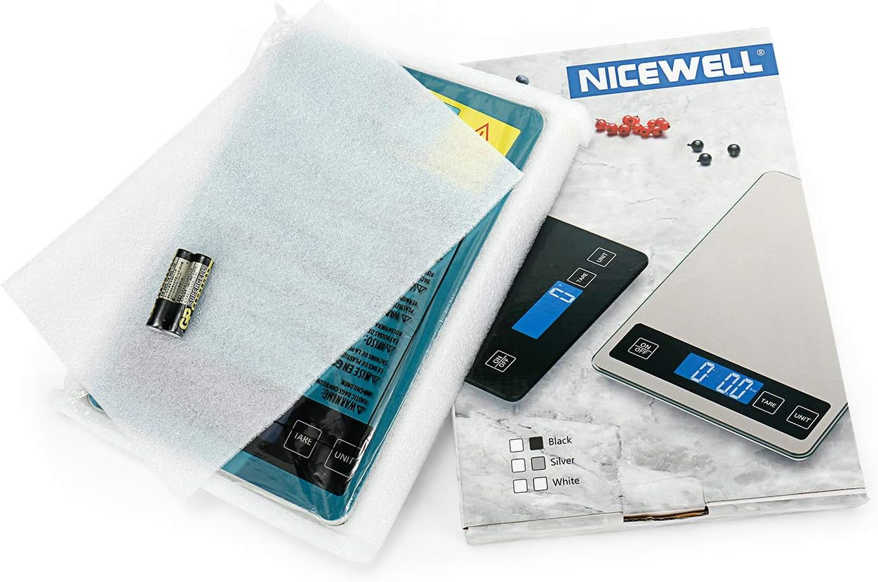 Food Scale, 22Lb Digital Kitchen Scale Weight Grams and Oz for Cooking Baking, 1G/0.1Oz Precise Graduation, Stainless Steel and Tempered Glass (Ash Silver)