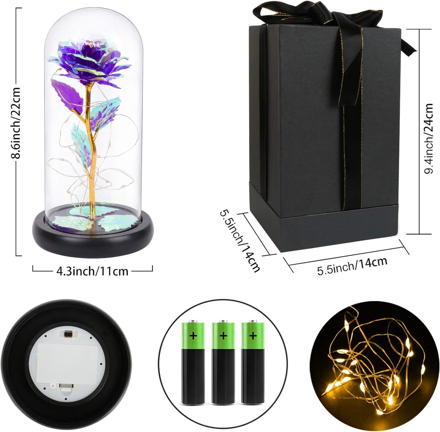 Valentines Day Gifts for Her, Valentines Gifts for Women, Valentines Gifts for Mom,Galaxy Red Rose Gifts for Mothers Day Birthday Christmas Crystal Flowers Light up Rose in Glass Dome