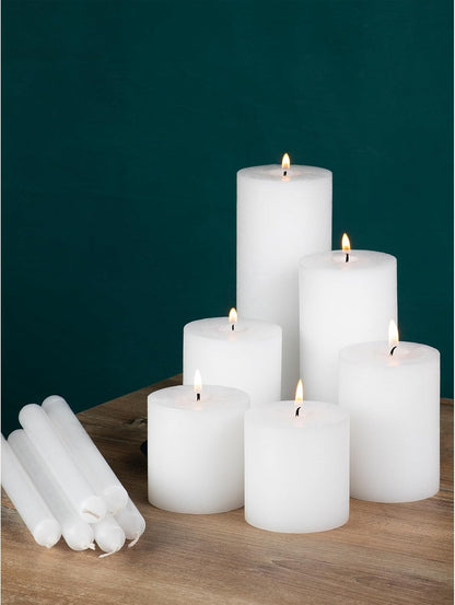 White Taper Candles Pack of 4 - Slow Burning Dripless Unscented Straight Candles 10 Inch - Ideal for Dinner Table - Smokeless Long Candlesticks
