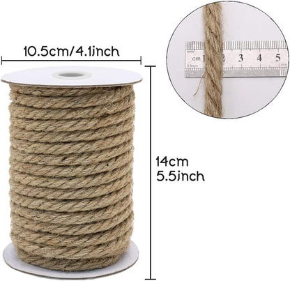 50 Feet 10Mm Jute Rope, Natural Heavy Duty Twine for Crafts, Cat Scratching Post, Gardening, Bundling and Hanging
