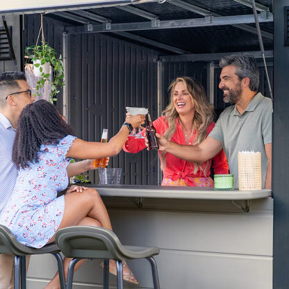 8-Ft X 7-Ft Outdoor Entertainment Cabana Bar Gray Lean-To Resin Storage Shed