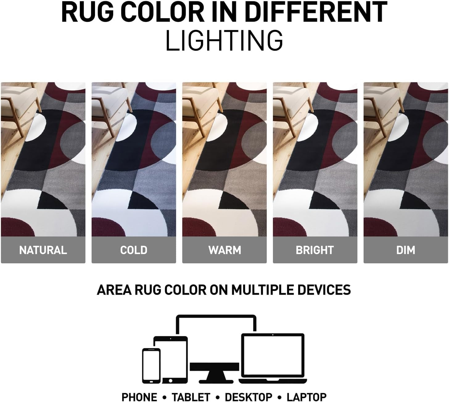 Modern Circles Carpet Easy Maintenance for Home Office,Living Room,Bedroom,Kitchen Soft Runner Rug 2' X 7'2" Burgundy