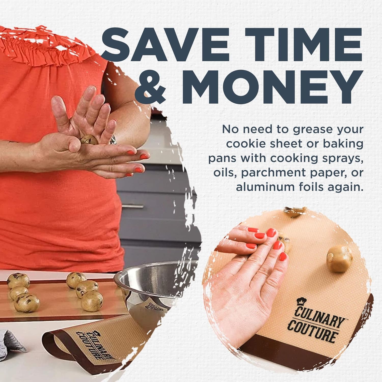 Non-Stick Silicone Baking Mat Set, Includes 4 Half Sheet Silicone Oven Mats, Silicone Baking Sheet for Breads and Pastries, Silicone Baking Mats Cookie Sheets