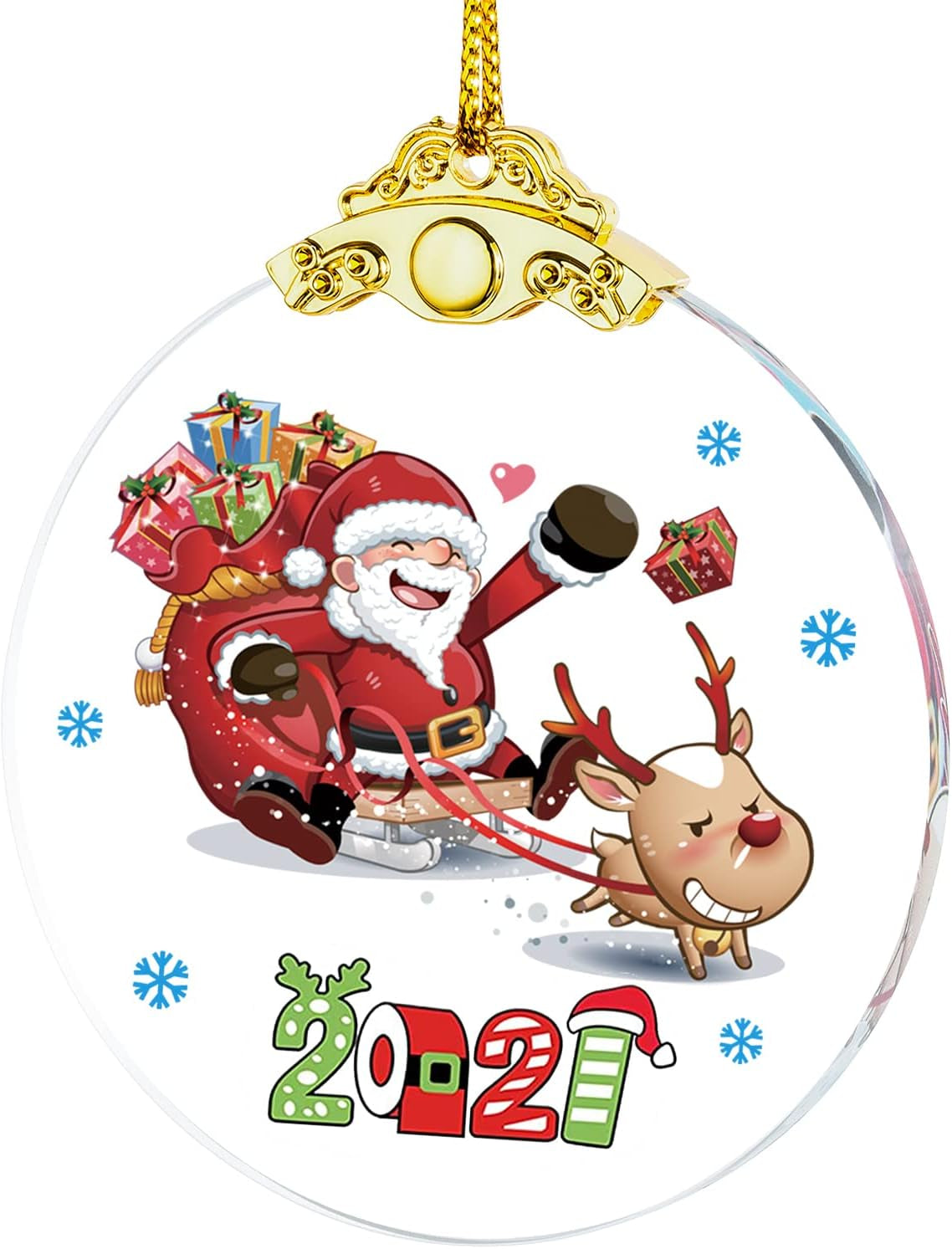 Christmas Ornaments 2021 Santa Claus Christmas Tree Crystal Glass Pendant Present Keepsake Ceremony for Family Friends Christmas Novelty Souvenir