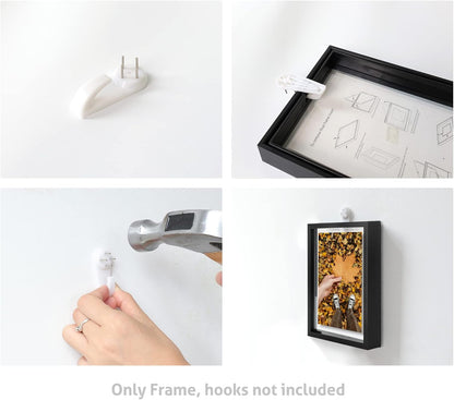 , Floating Picture Frame 8X8 - Black Aluminum Metal Photo Frame - Real Glass of Front - for Wall Mount Displays