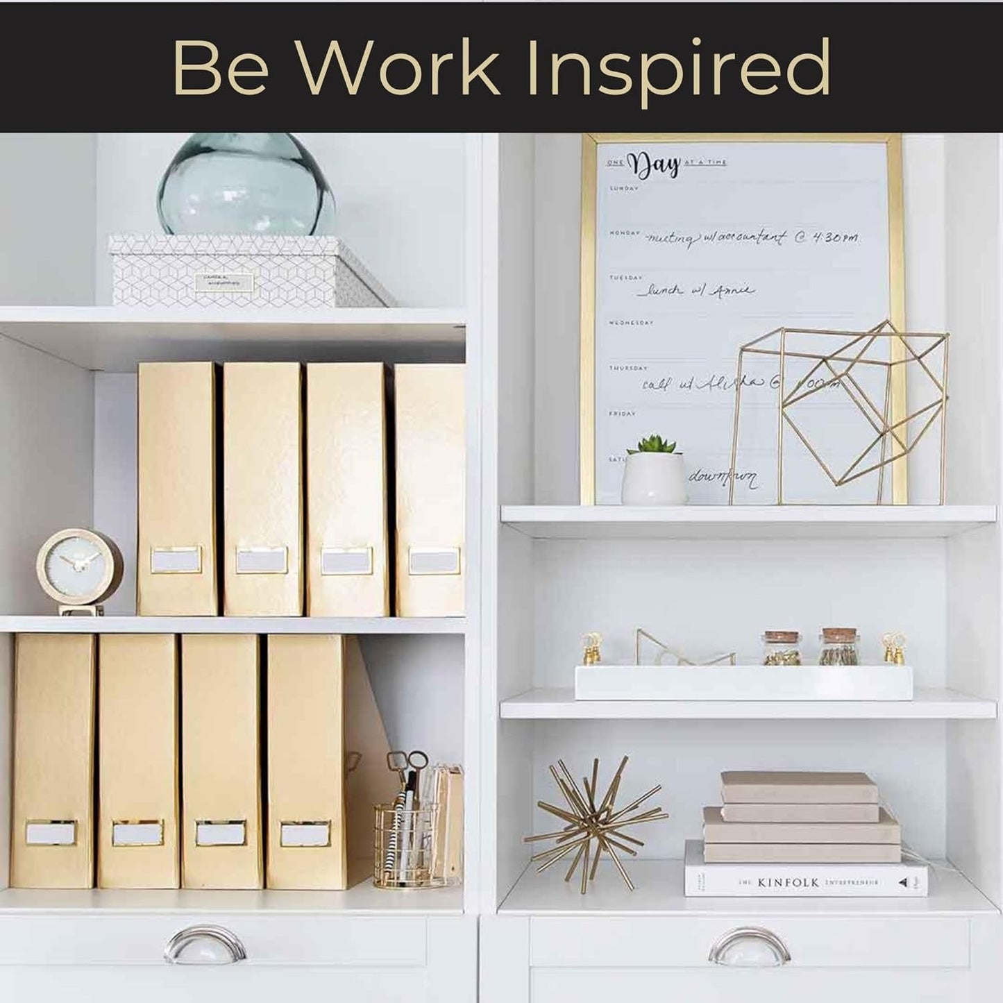 Gold Magazine File Holder Set of 4 – Stylish Desk Organizer for Home & Office - Elegant Supplies, Bookends & Durable File Holders for a Gold Office Decor