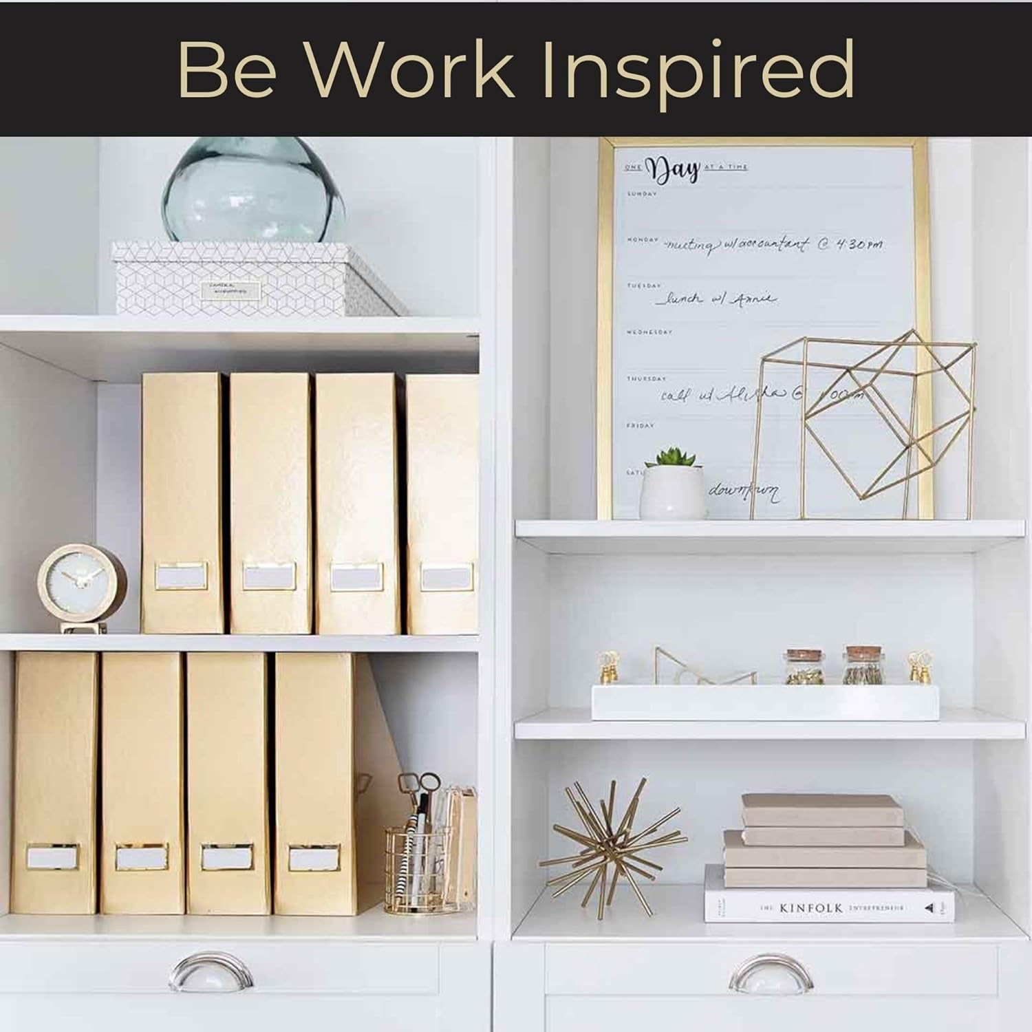 Gold Magazine File Holder Set of 4 – Stylish Desk Organizer for Home & Office - Elegant Supplies, Bookends & Durable File Holders for a Gold Office Decor