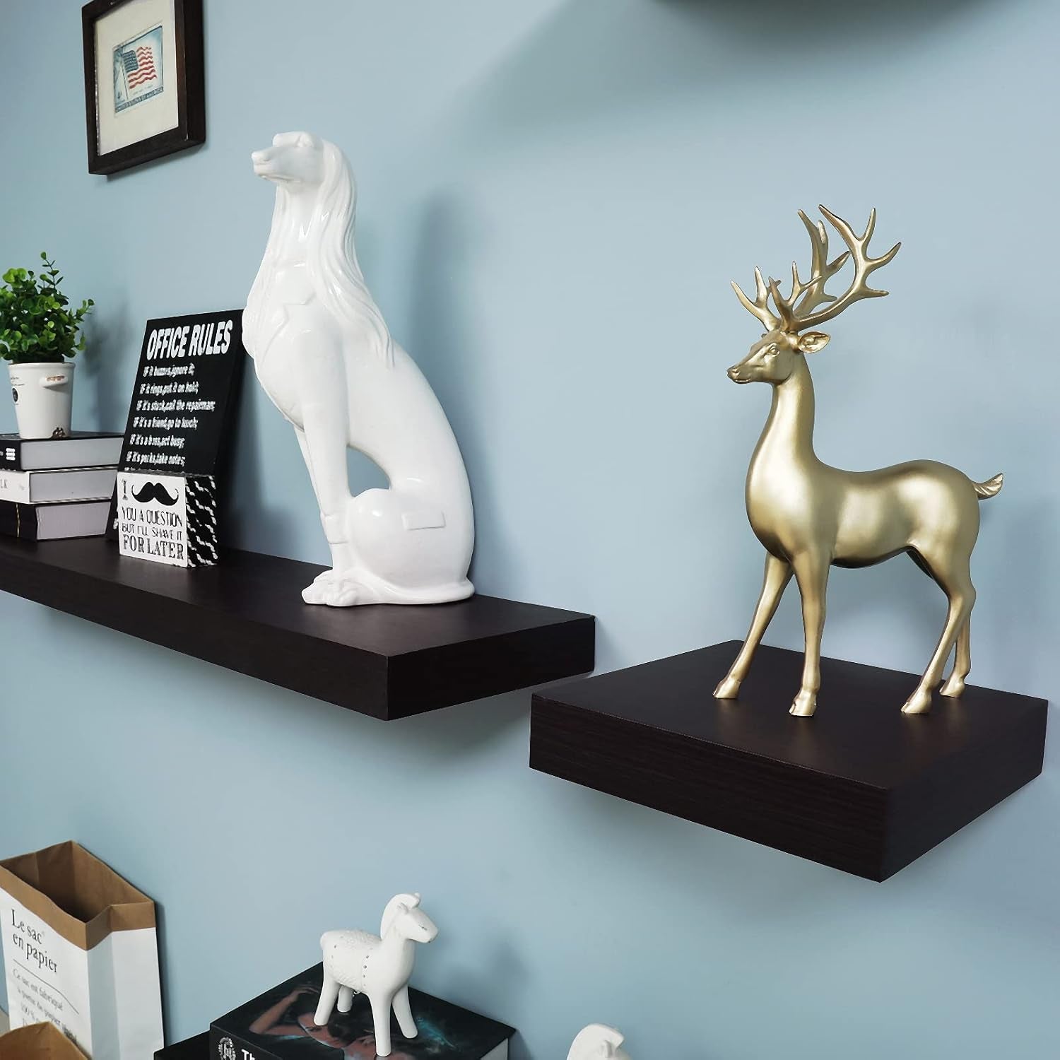 Floating Shelves for Wall, Bathroom Wall Mount Shelves, Wood Modern Display Shelves, Book Shelves,For Bedroom,Living Room and Kitchen (Espresso) (15 4/5" X 9 1/4" X 2")