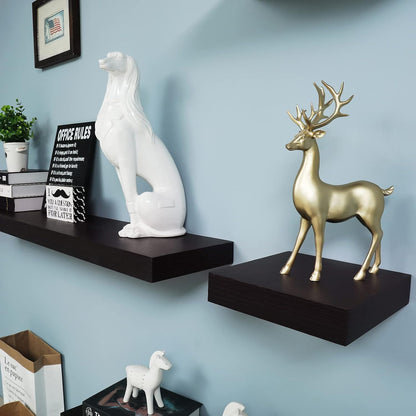 Floating Shelves for Wall, Bathroom Wall Mount Shelves, Wood Modern Display Shelves, Book Shelves,For Bedroom,Living Room and Kitchen (Espresso) (15 4/5" X 9 1/4" X 2")