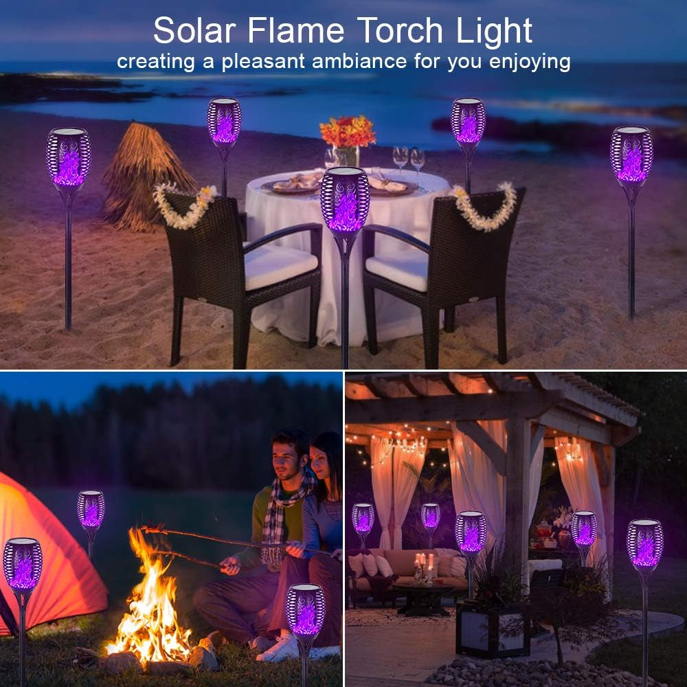 Solar Lights Outdoor, 4 Pack Premium 99 Leds Purple Halloween Decorations Solar Lights - IP65 Waterproof Garden Outdoor Decor for Halloween Yard Patio Porch
