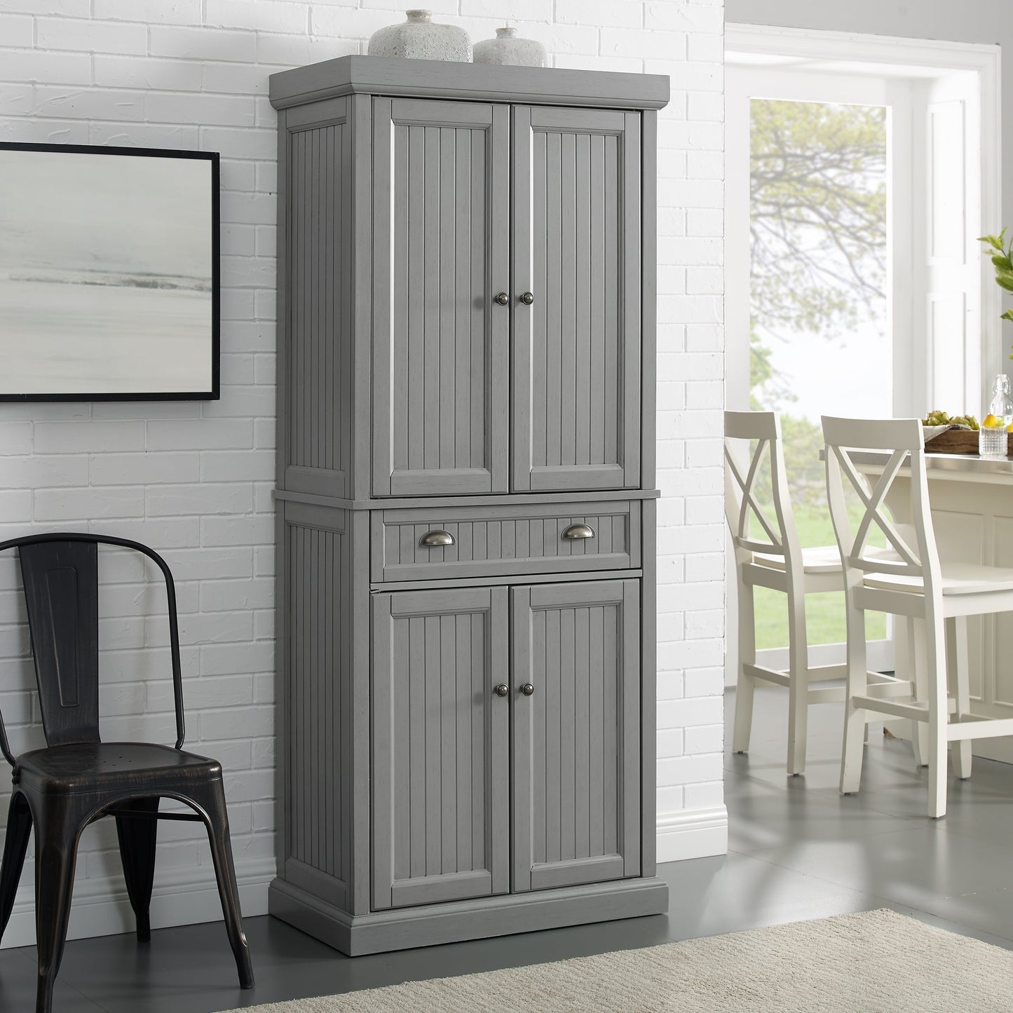 Furniture Seaside Pantry in Distressed Gray