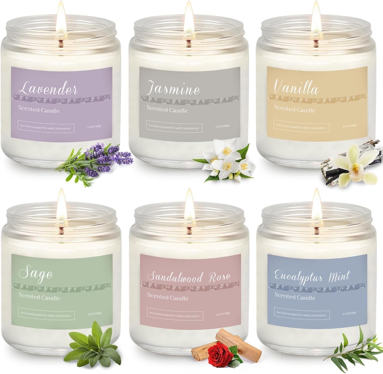 Holiday Scented Candle Gift Set, 6 Pack Natural Soy Candles for Home, Long Lasting Christmas Gifts for Women, Men, Friends & Family, Winter Aromatherapy Candle Set for Relaxing & Home Décor