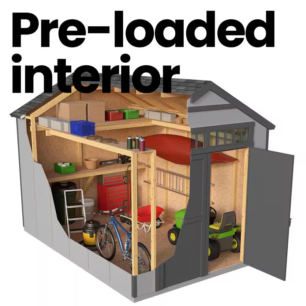 Majestic Do-It-Yourself 8 Ft. X 12 Ft. Wood Garden Shed Storage with Transom Windows and Wrap around Loft (96 Sq. Ft.)