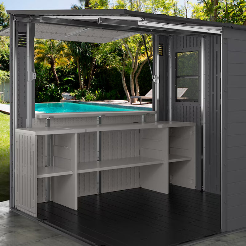 8-Ft X 7-Ft Outdoor Entertainment Cabana Bar Gray Lean-To Resin Storage Shed