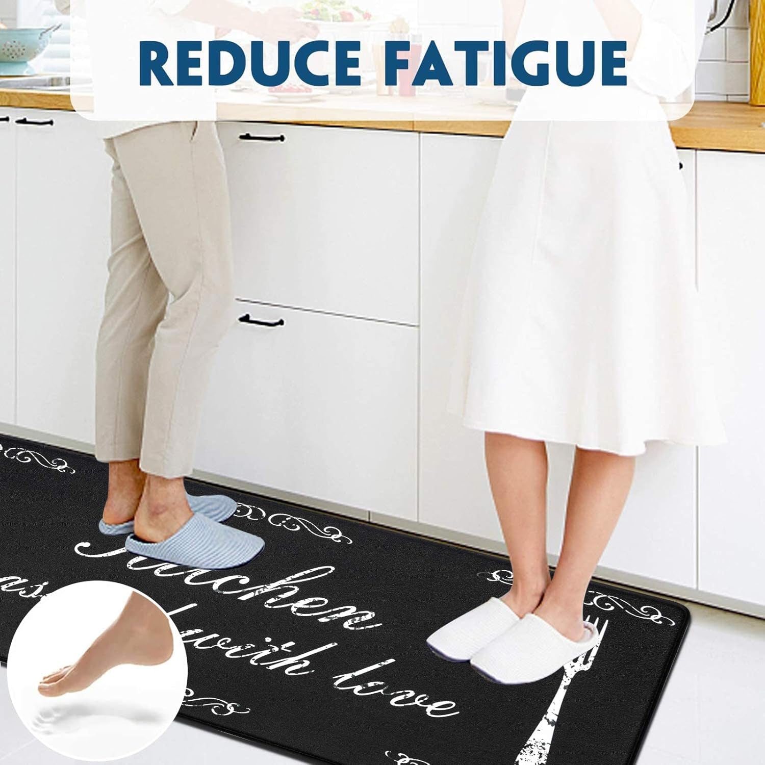 anti Fatigue Kitchen Mat Set of 2 Cushioned Kitchen Floor Mats Waterproof Kitchen Rugs Non Slip Kitchen Runner Rug Comfort Soft Standing Mat Carpets