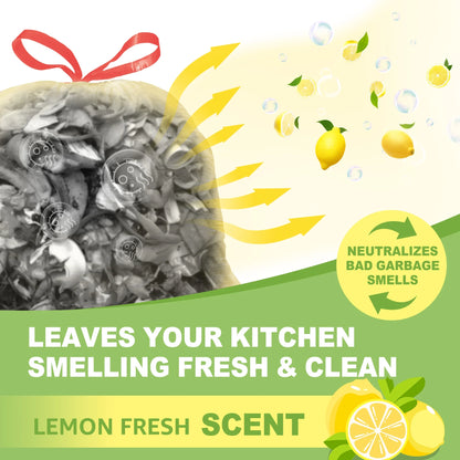 Ultra Strong 13 Gallon Trash Bags, Lemon Scent (100 Count), Tall Kitchen Drawstring Garbage Bags 10-13 Gallon, Light Yellow