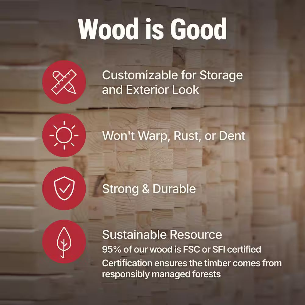 Do-It Yourself Beachwood 10 Ft. W X 12 Ft. D Wood Garden Shed Storage with Floor, Windows, and Double Door (120 Sq. Ft.)