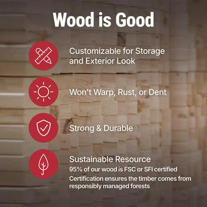 Do-It Yourself Beachwood 10 Ft. W X 12 Ft. D Wood Garden Shed Storage with Floor, Windows, and Double Door (120 Sq. Ft.)