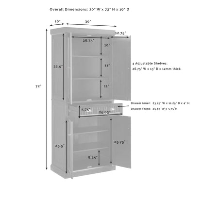 Furniture Seaside Pantry in Distressed Gray